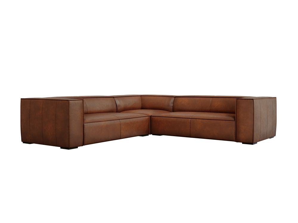 Cosmopolitan Design Symmetrisches Ecksofa Turin 5-Sitzer Leder Granada Braun