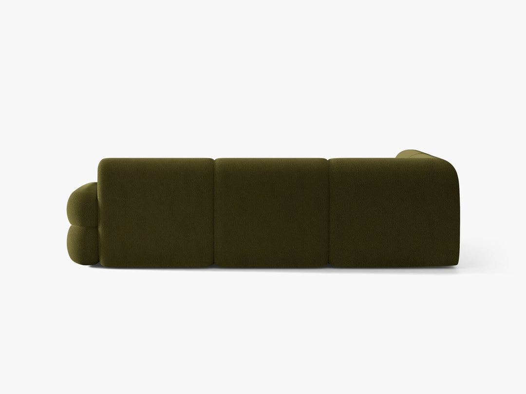 Micadoni Neo Ecksofa 5-Sitzer Rechts Boucle Baloo Dunkles Olivgrün