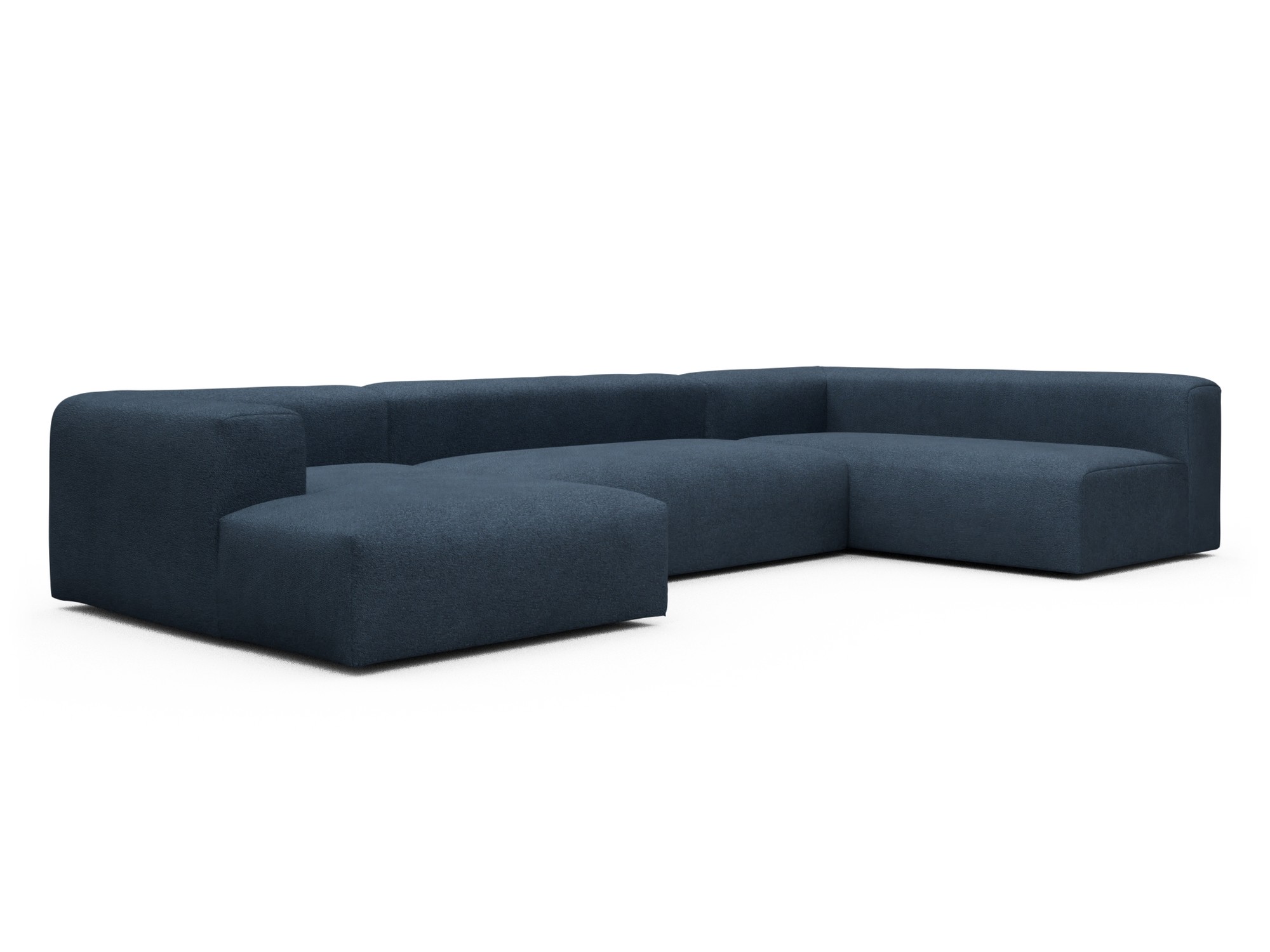 Skandi Home Wohnlandschaft Fred Chaiselongue links mit 2-Sitzer und lange Armlehne rechts Boucle-Blue moebelfaktor
