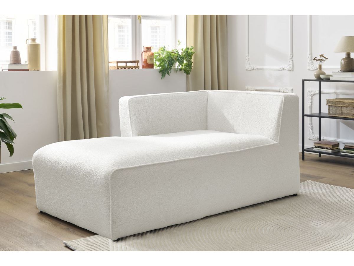 Bobochic Megeve Méridienne-Modul Bouclé-Stoff Weiß Ecke links