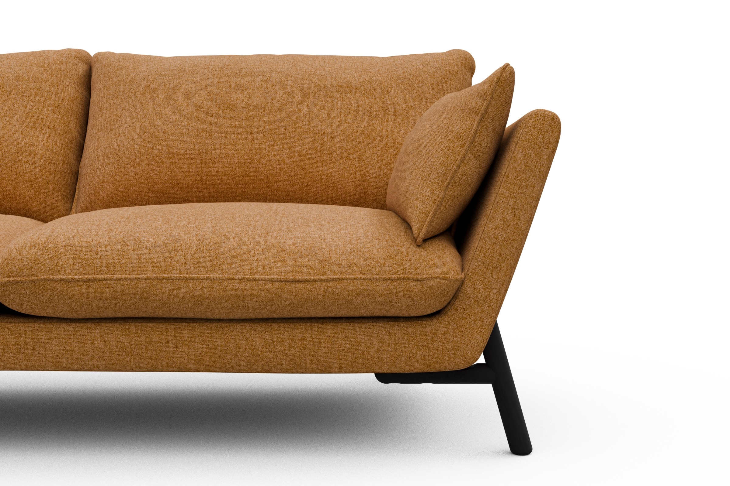 Sofa Emil 2-Sitzer Beinfarbe Eiche Schwarz Casone-Warm-Yellow