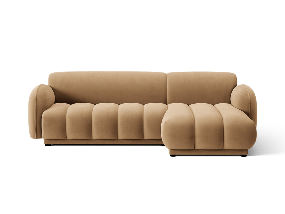 Cosmopolitan Design Ecksofa Bilbao 3-Sitzer Samt Casino Mandelbeige Rechts