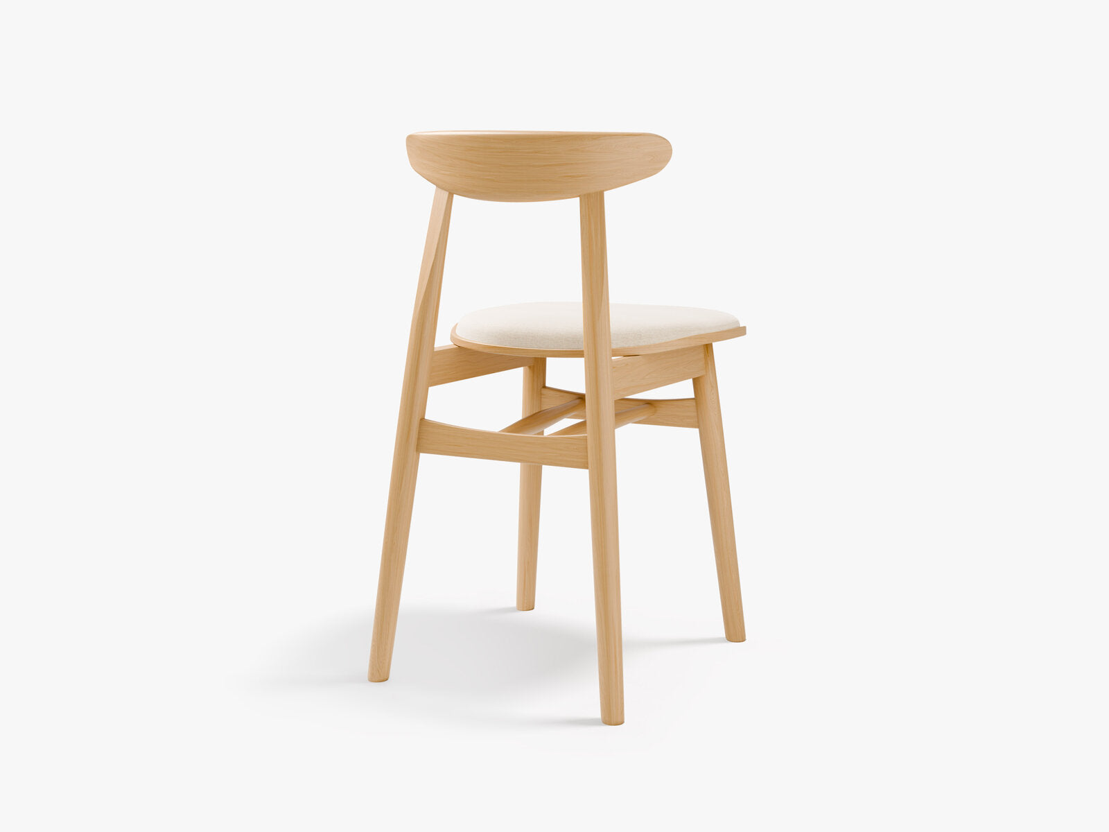 Micadoni Bony Samtiger Stuhl 42 cm (H 80 cm) [1CH_BONY] Strukturierter Stoff Babel Weiß Buche Natur