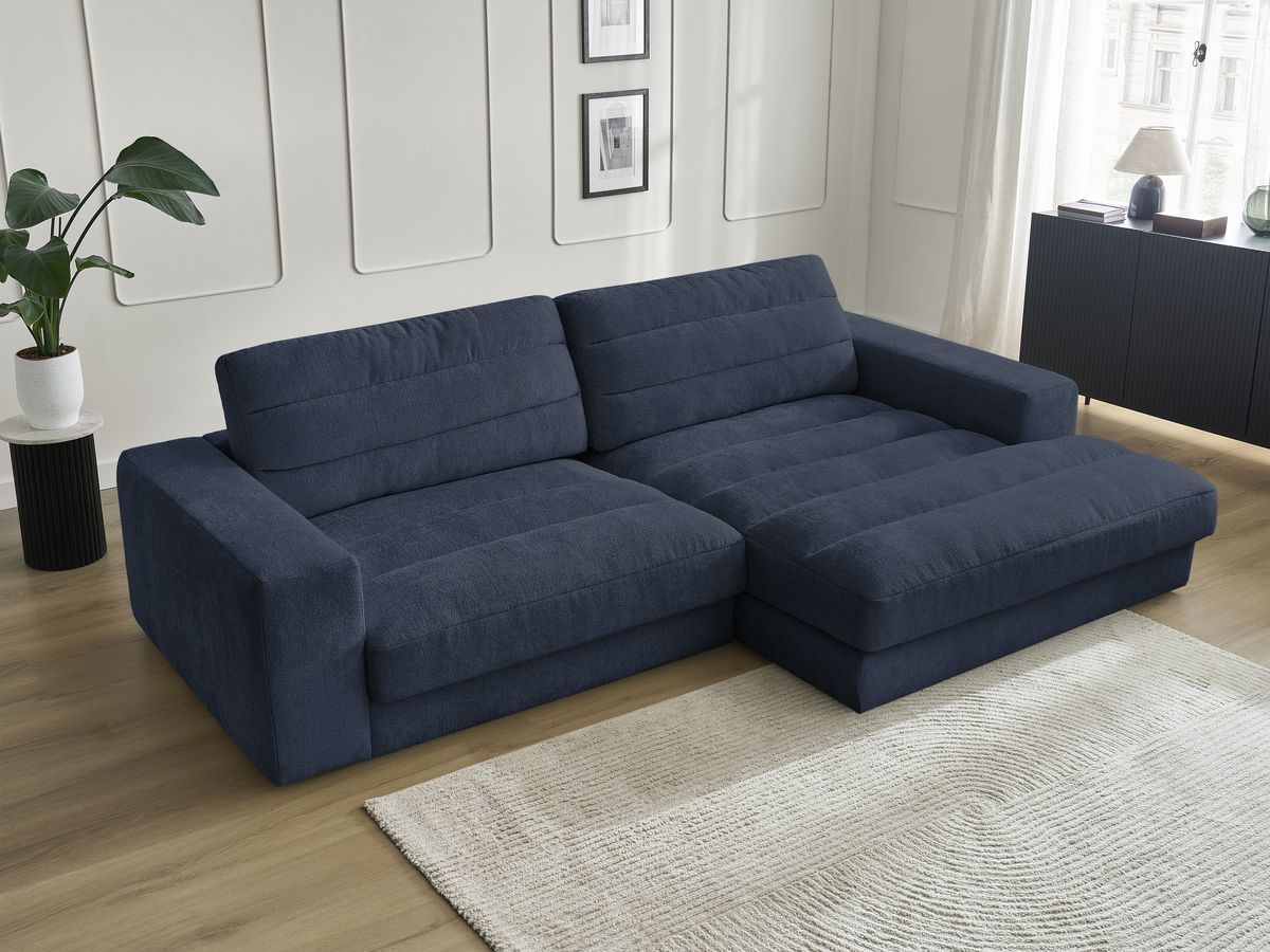 Bobochic Sierra Ecksofa Strukturstoff Dunkelblau Ecke rechts