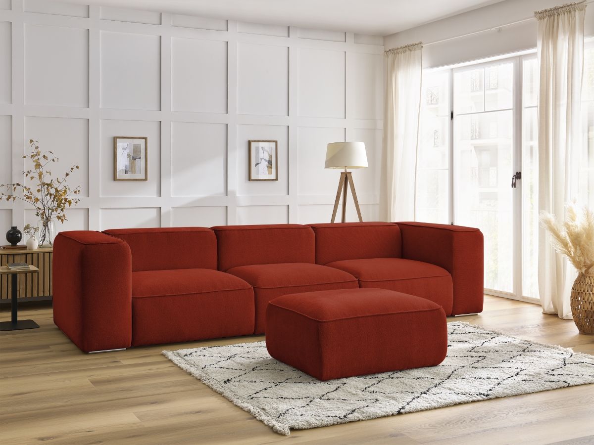 Bobochic Zephyr Sofa 4-Sitzer mit Pouf Strukturstoff Orange