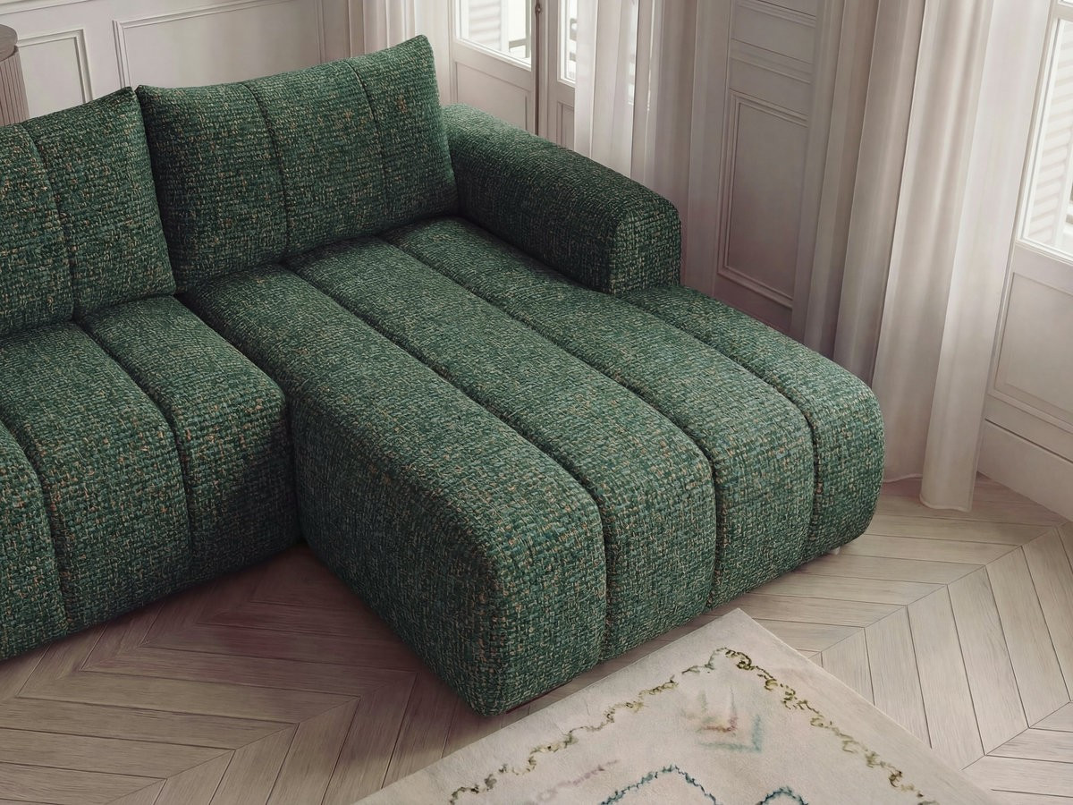 Bobochic Nesty Wohnlandschaft mit Pouf Melange-Stoff Dunkelgrün Ecke rechts