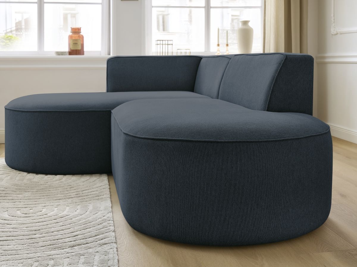 Bobochic Rousseau Ecksofa Melange-Stoff Dunkelblau Ecke links