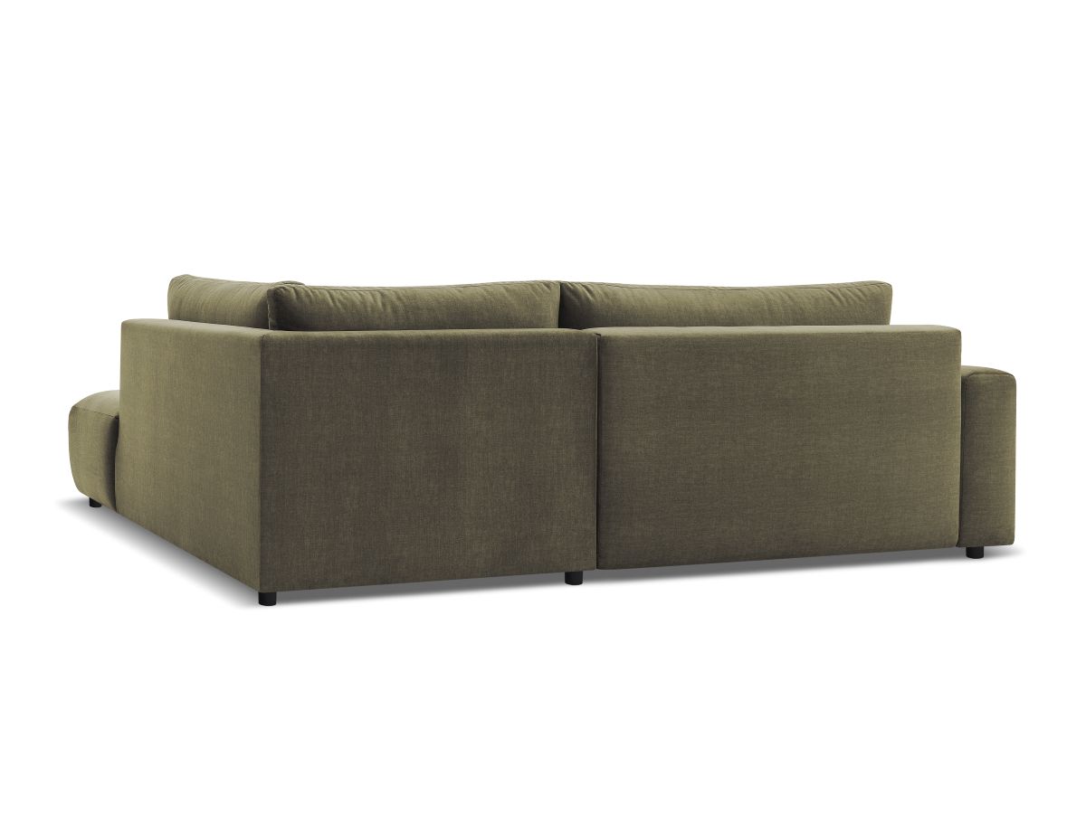 Bobochic Arsene Ecksofa mit Schlaffunktion und Bettkasten und Pouf 277 × 200 cm Samt Grün Ecke rechts