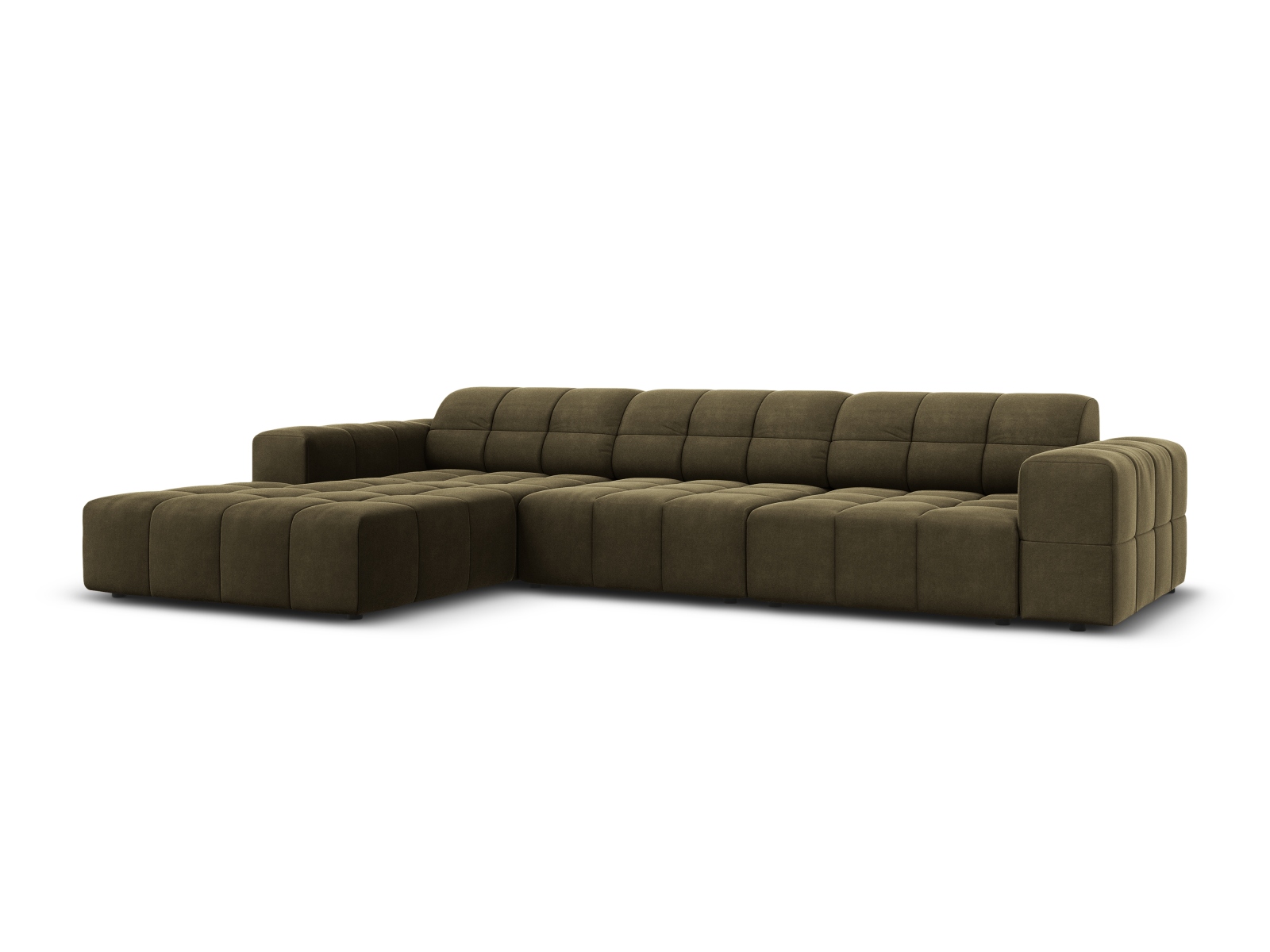 Cosmopolitan Design Ecksofa Chicago 4-Sitzer Samt Bluvel Grün Links