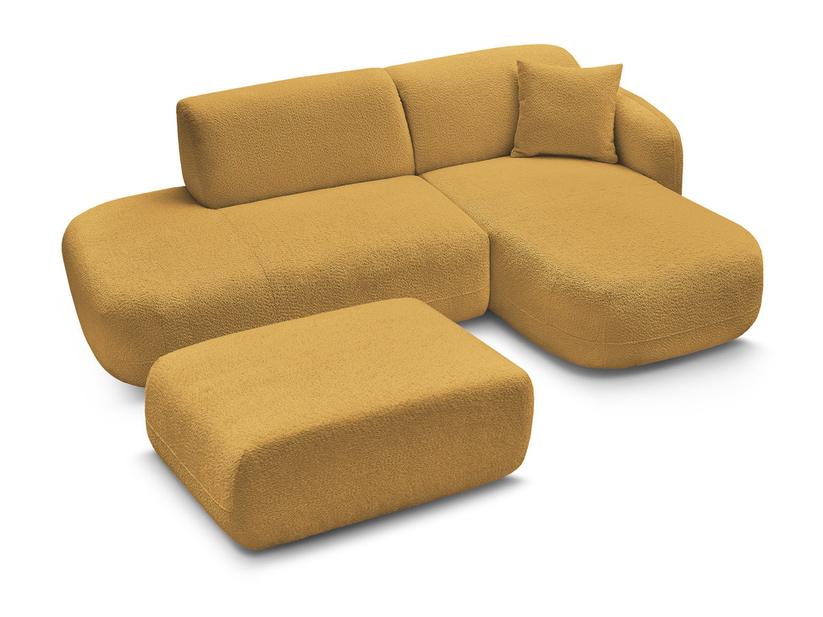 Bobochic Anda Ecksofa mit Pouf 241 × 163 cm Chenille Gelb Ecke rechts