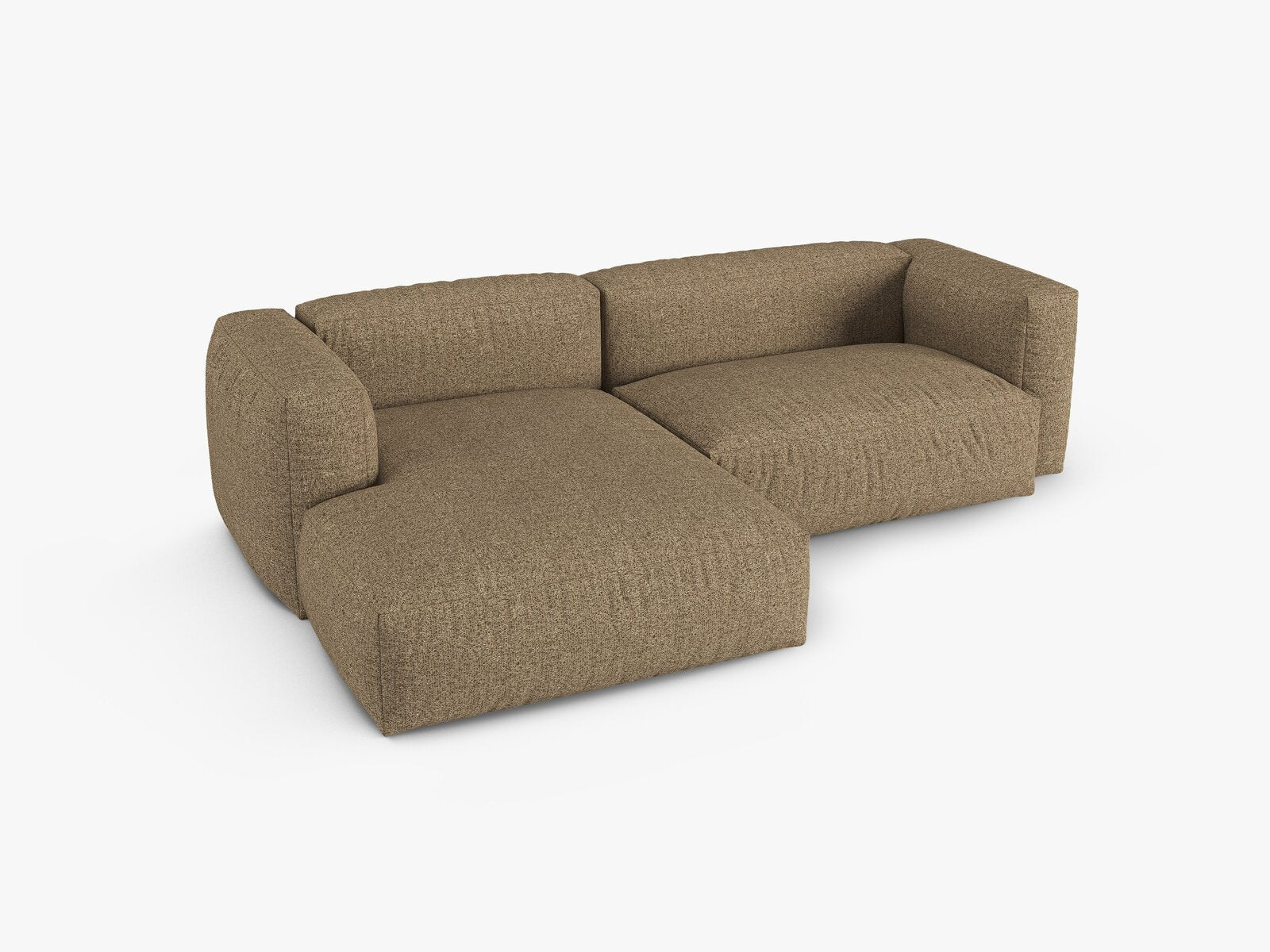 Micadoni Ecksofa Martina 2-Sitzer 90cm Sitztiefe Links Boucle Monet Cappuccino