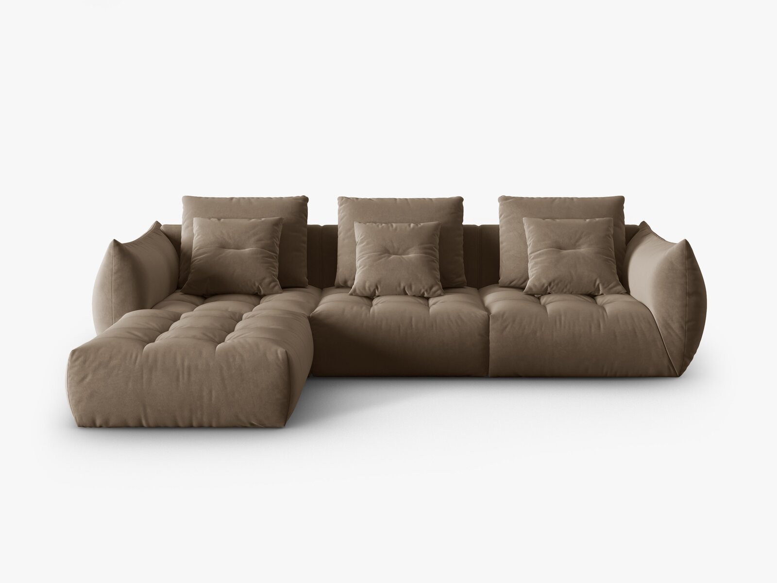 Micadoni Ecksofa Bloom 2-Sitzer Samt Hellbraun