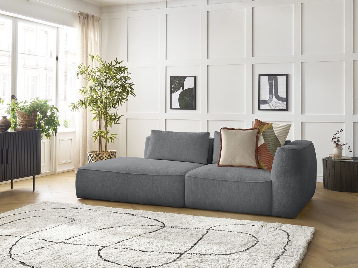 Bobochic Leopold Sofa 3-Sitzer Strukturstoff Dunkelgrau Armlehne rechts