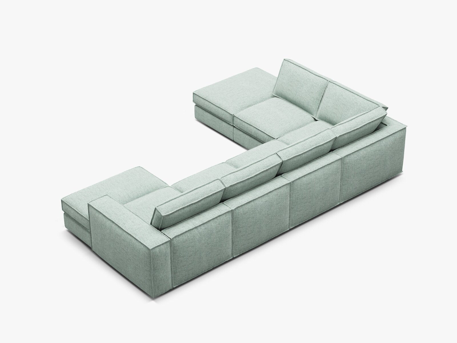 Micadoni modulares Panorama Ecksofa Pola 5-Sitzer Links Strukturierter Stoff Babel Minze