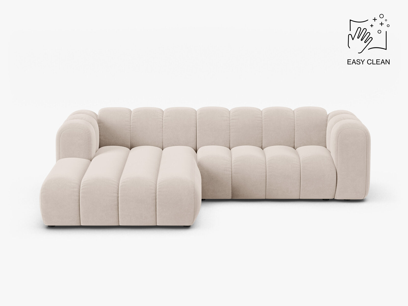 Micadoni Modulares Ecksofa Lupine 4-Sitzer mittelgroß Links Samt Venus Helles Beige