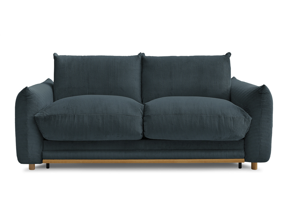 Bobochic Ernest Schlafsofa 3-Sitzer, Liegefläche 140 / 160 × 190 cm Cordsamt Dunkelblau, Liegefläche 140 × 190 cm