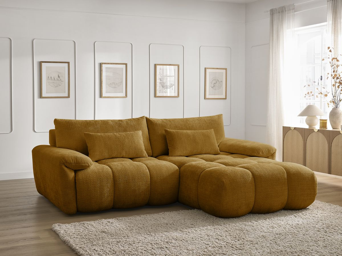 Bobochic Ivane Ecksofa Strukturstoff Gelb Ecke rechts