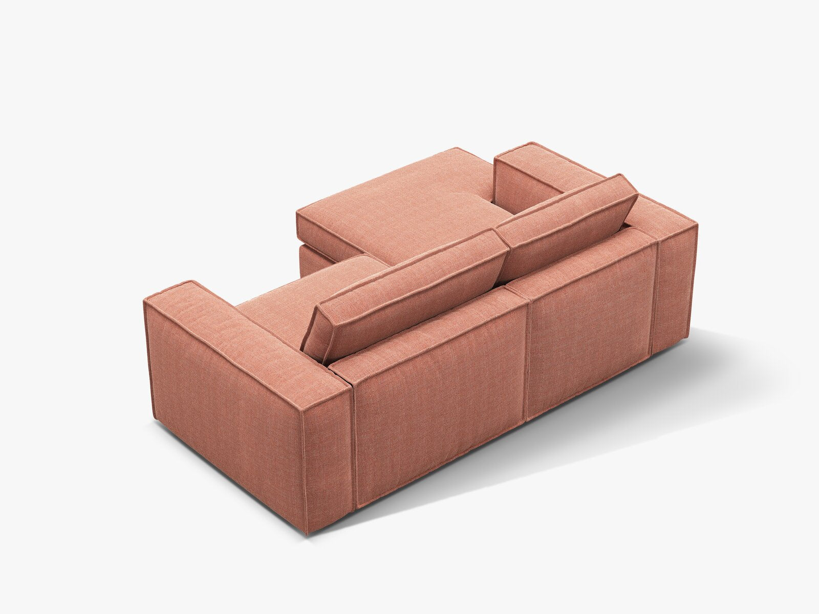 Micadoni modulares Ecksofa Pola 2-Sitzer kleine Version Links Strukturierter Stoff Babel Rot