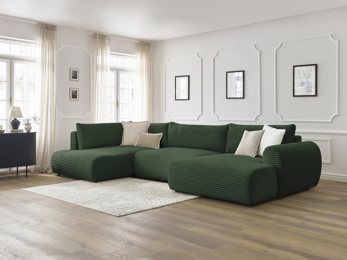 Bobochic Lucien Wohnlandschaft Breitcord weich Grün Ecke rechts