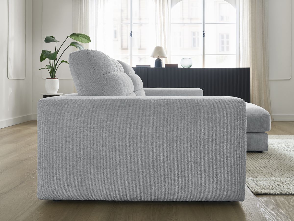 Bobochic Sierra Ecksofa Strukturstoff Hellgrau Ecke rechts