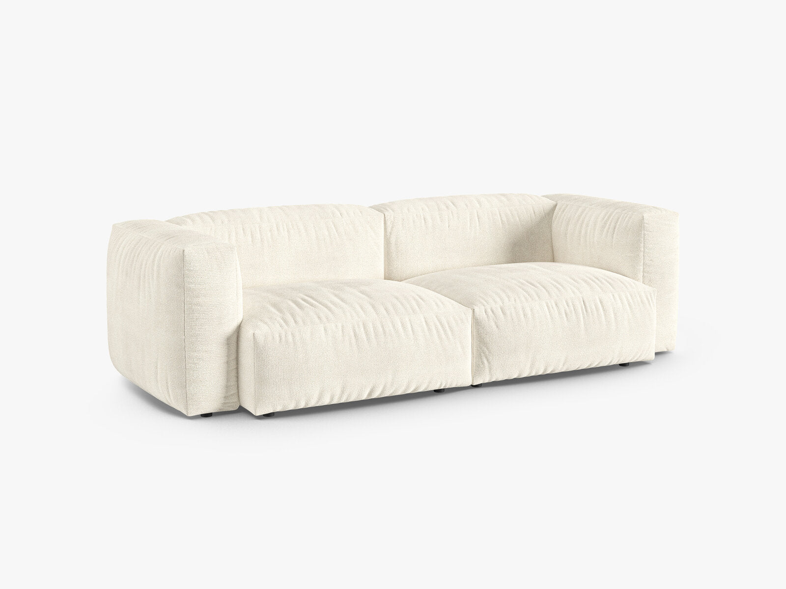 Micadoni Sofa Martina 3-Sitzer 90cm Sitztiefe Boucle Monet Elfenbein