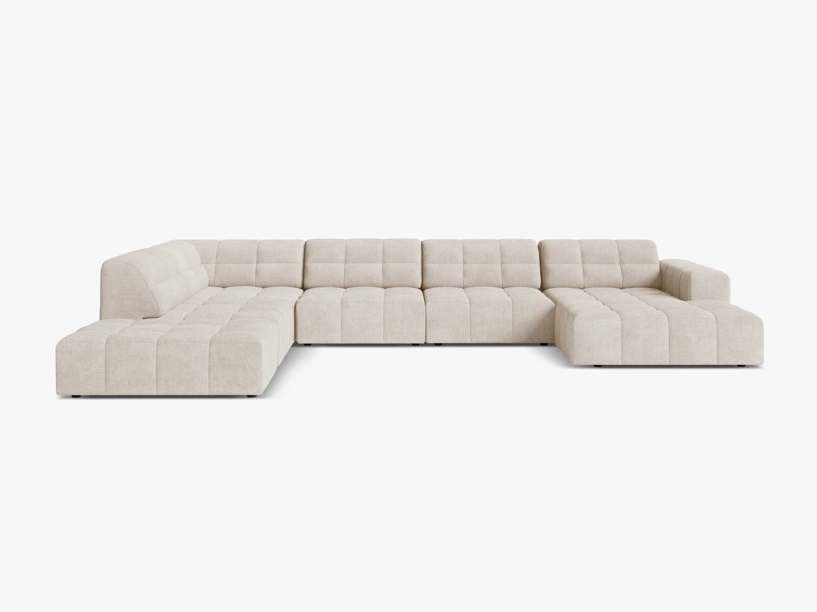 Micadoni Panorama Ecksofa Jennifer 7-Sitzer Links Chenille Eden Helles Beige
