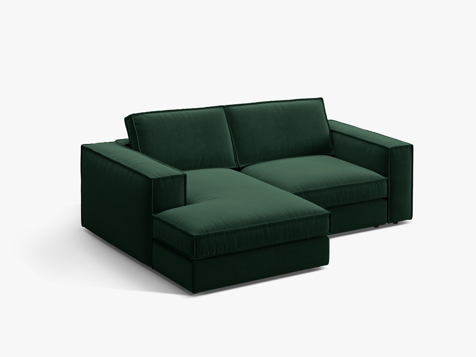 Micadoni modulares Ecksofa Pola 2-Sitzer kleine Version Links Samt Salvador Flaschengrün