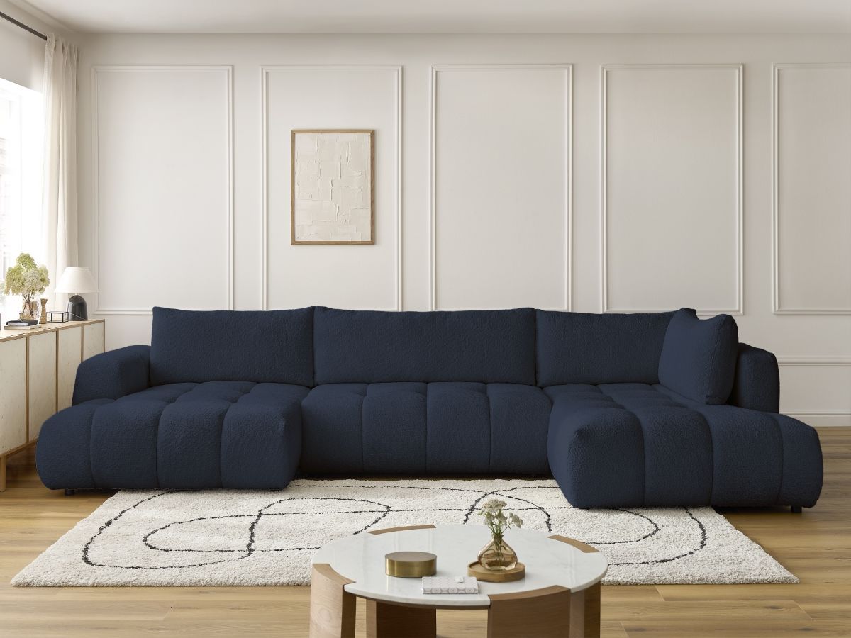 Bobochic Fuji Wohnlandschaft Bouclé-Stoff Dunkelblau Ecke links