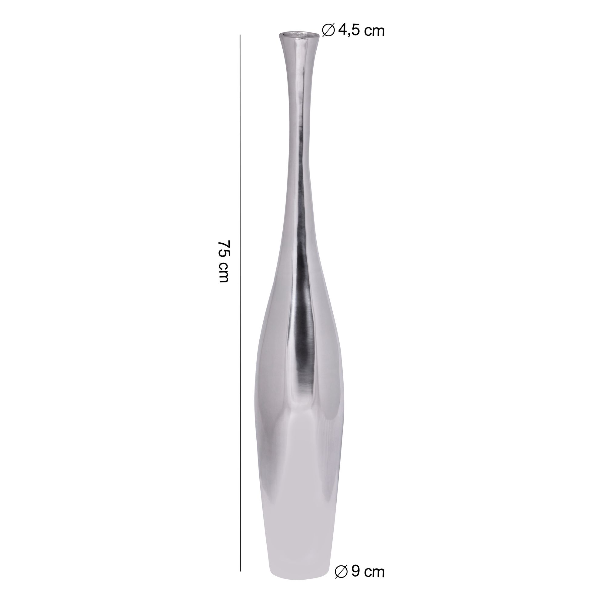 Bodenvase Bakken Aluminium Silber 75 cm