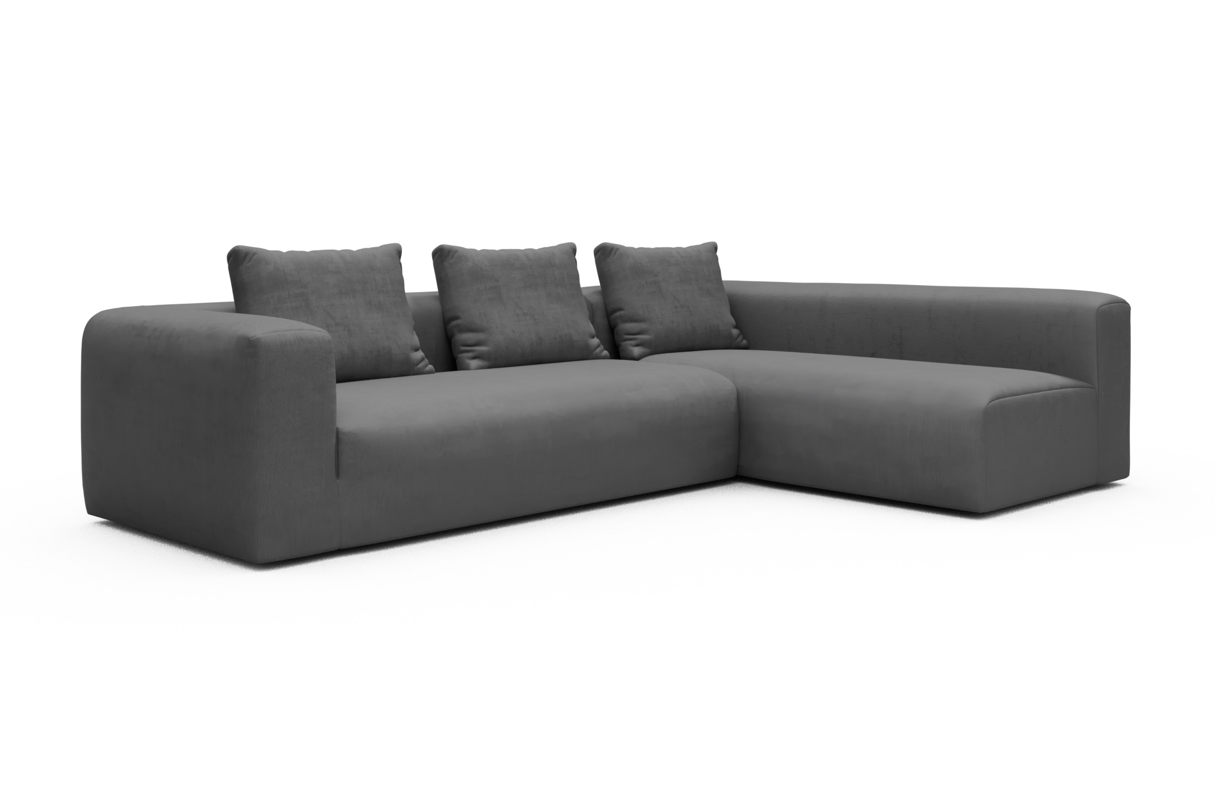 Ecksofa Fred 2x 2,5-Sitzer rechts offen Cordufine-Grey