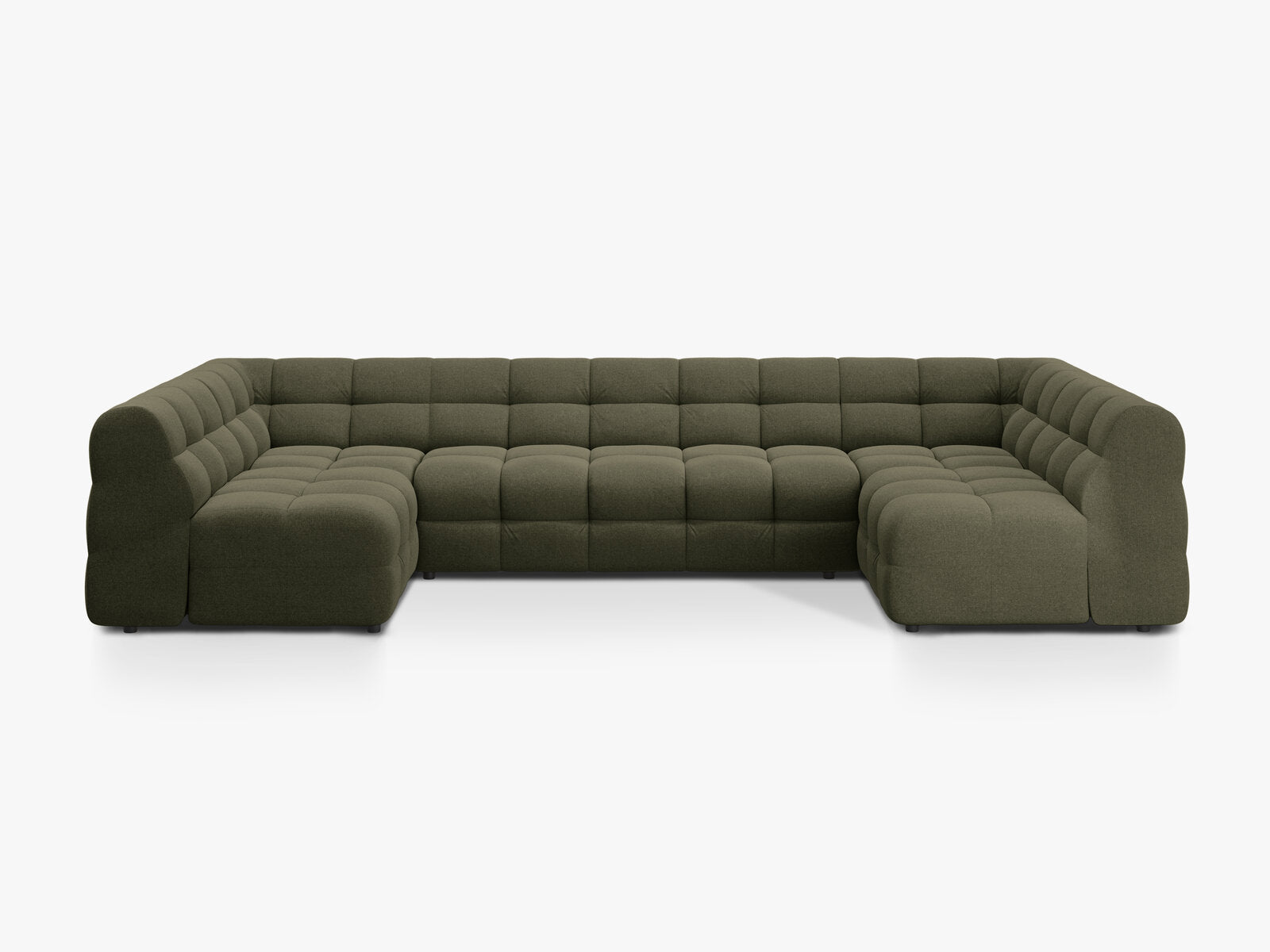 Micadoni Panorama-Sofa Kendal 7-Sitzer Strukturierter Stoff Amazonas Grün