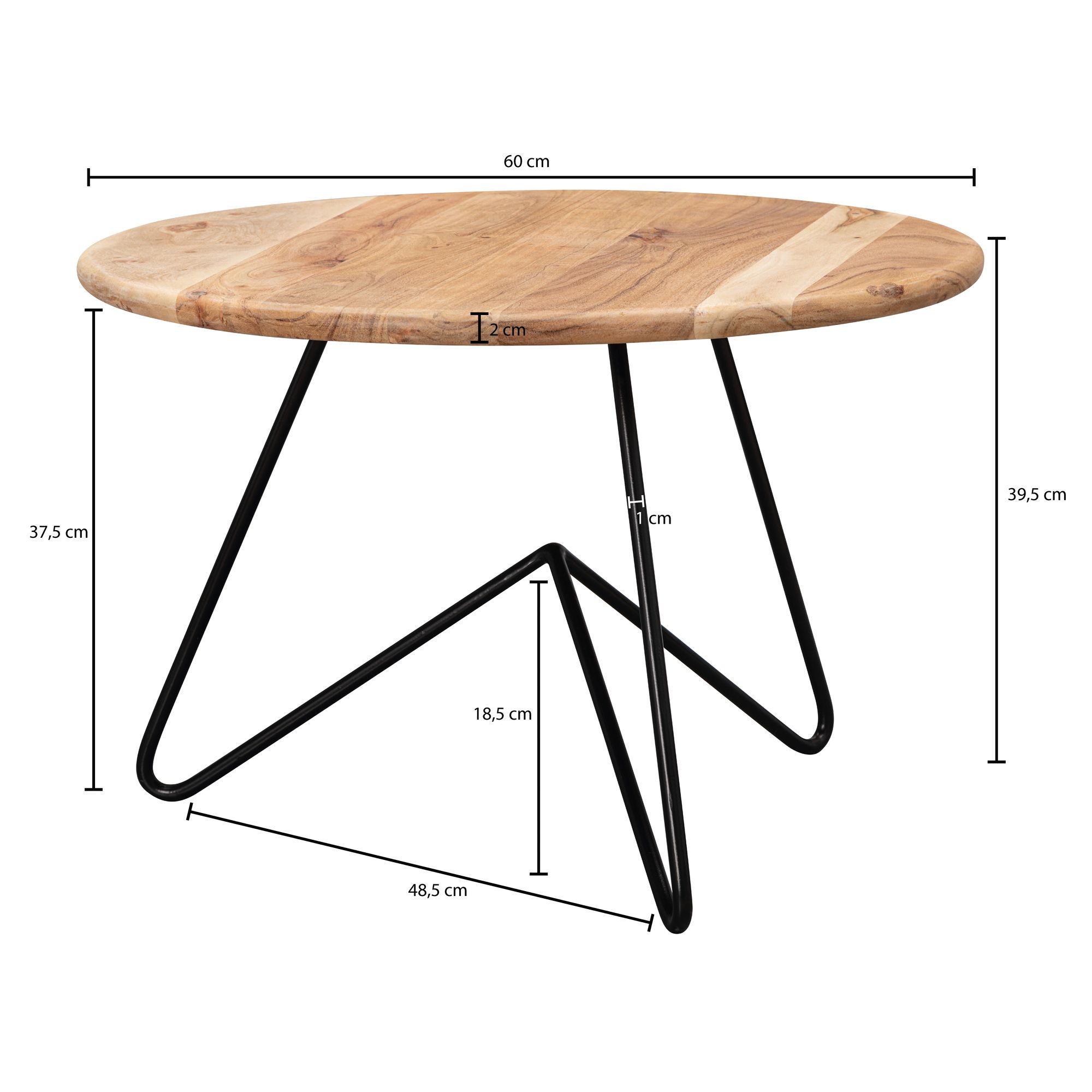 Couchtisch Martofte Akazie Massivholz Ø 60 cm