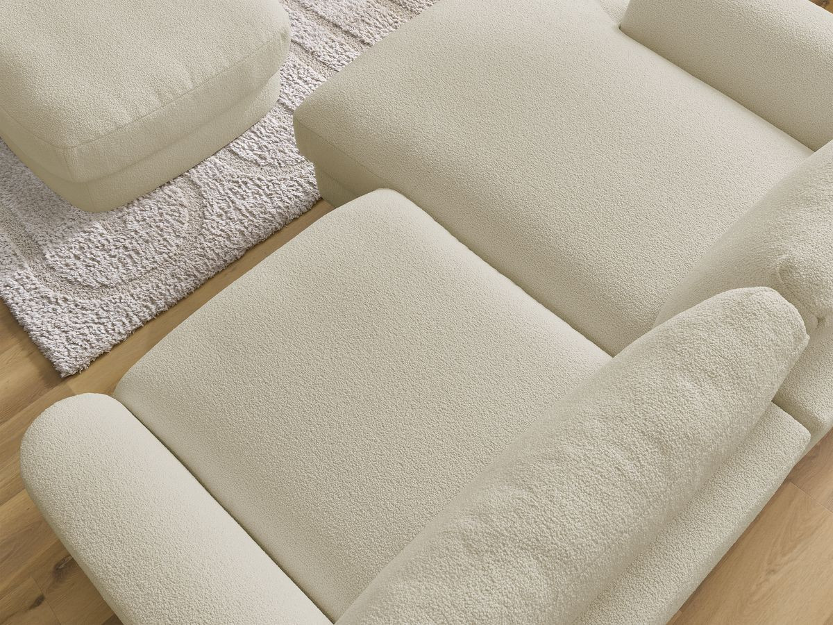 Bobochic Leonore Ecksofa mit Pouf Bouclé-Stoff Beige Ecke links