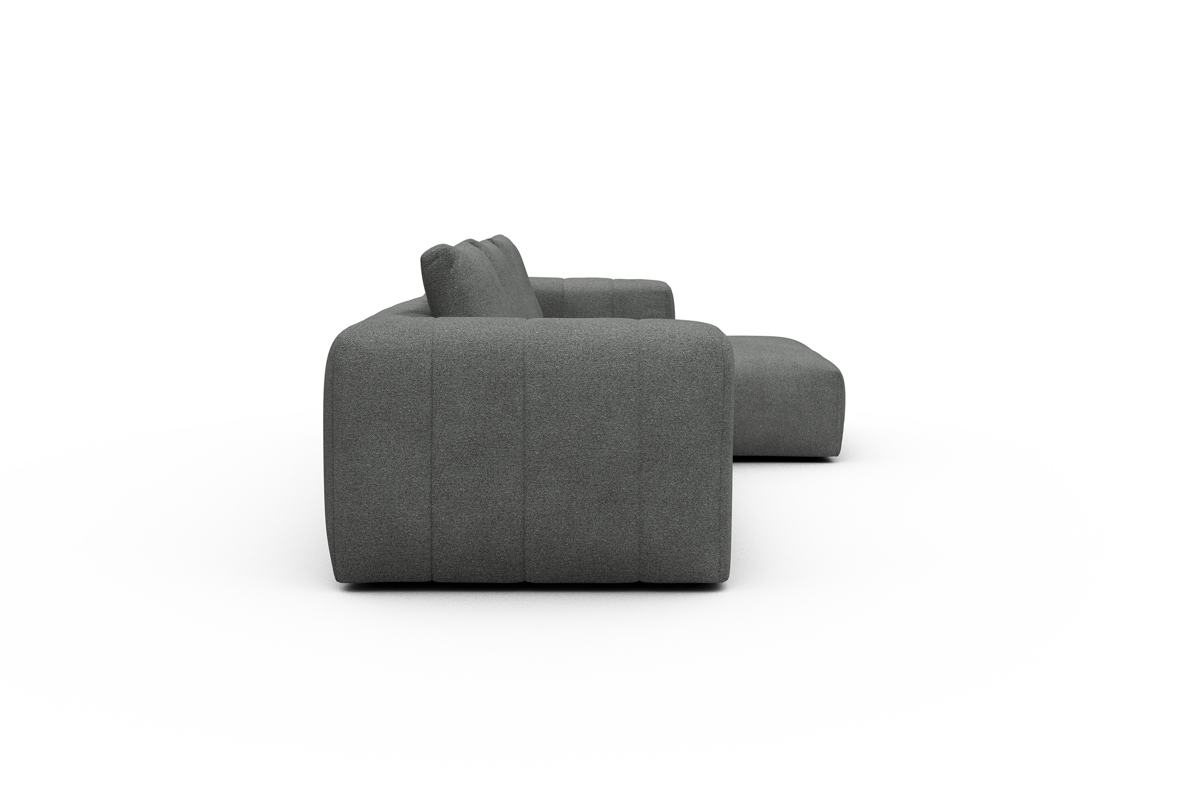 Ecksofa Hugo 2,5-Sitzer Armlehne links mit Chaiselongue Boucle-Ash-Grey