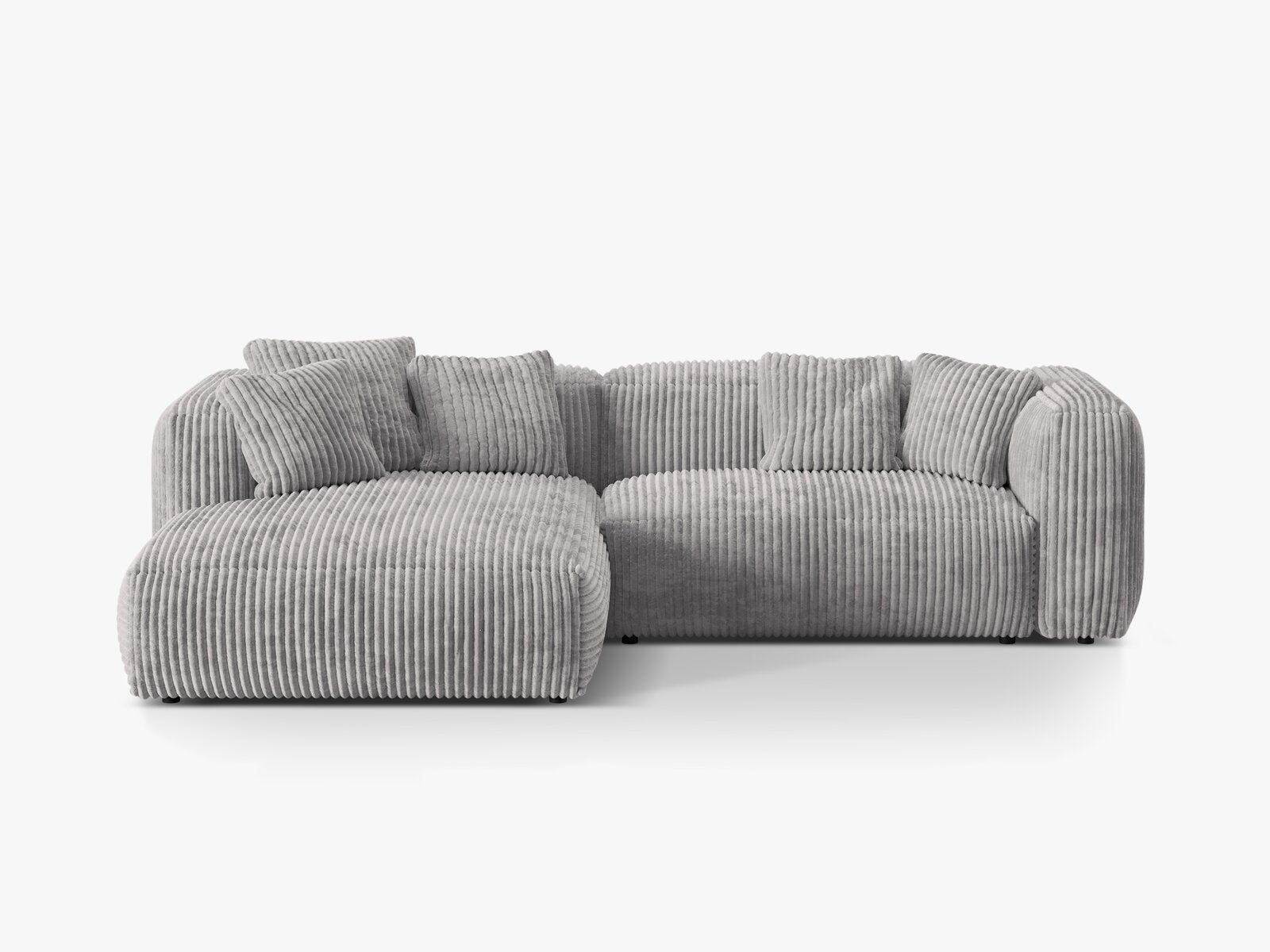 Micadoni Ecksofa Martina 2-Sitzer Links Kord Tilia Hellgrau