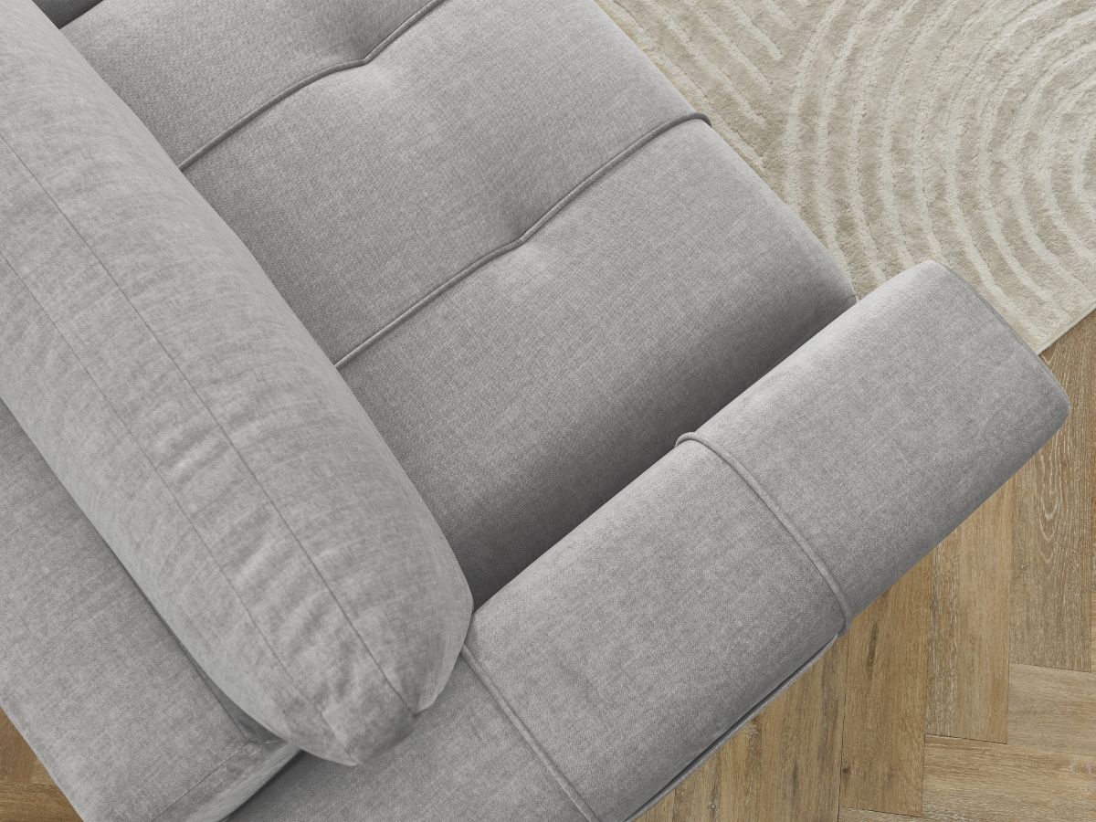 Bobochic Arsene Schlafsofa 3-Sitzer mit Bettkasten Samt Hellgrau