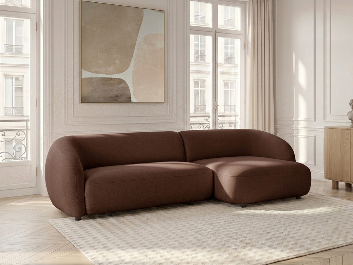 Bobochic Halo Ecksofa mit Schlaffunktion Stoff Braun Ecke rechts