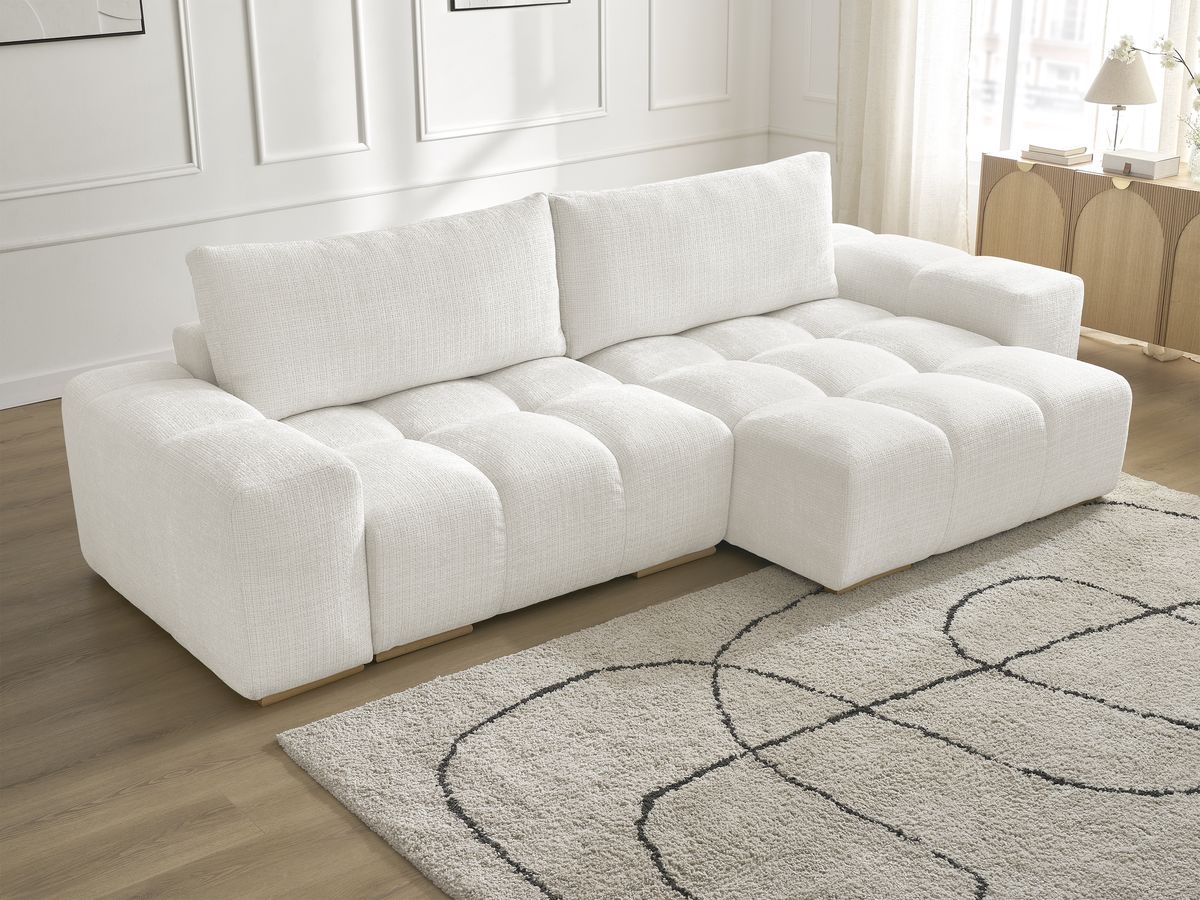 Bobochic Anakin Ecksofa, 2 Kissen Strukturstoff Weiß