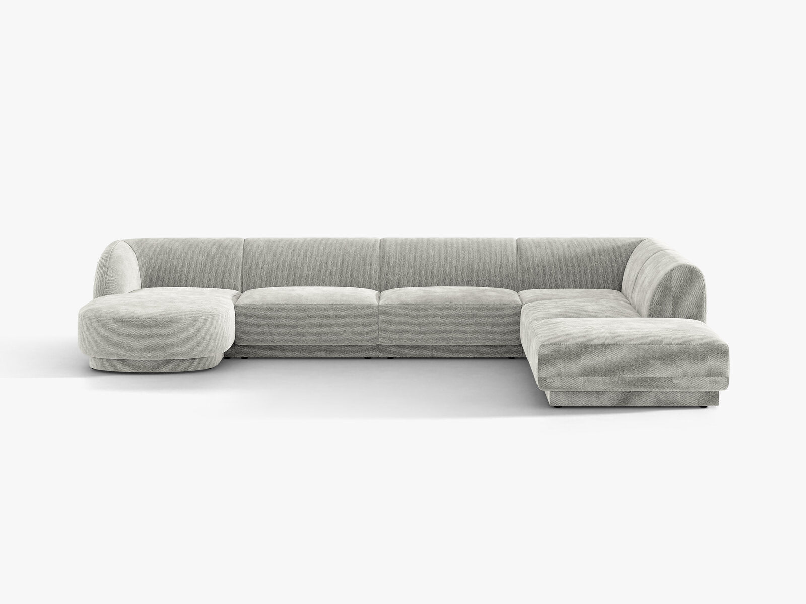 Micadoni Panorama-Ecksofa Miley 6-Sitzer Rechts Chenille Eden Silber