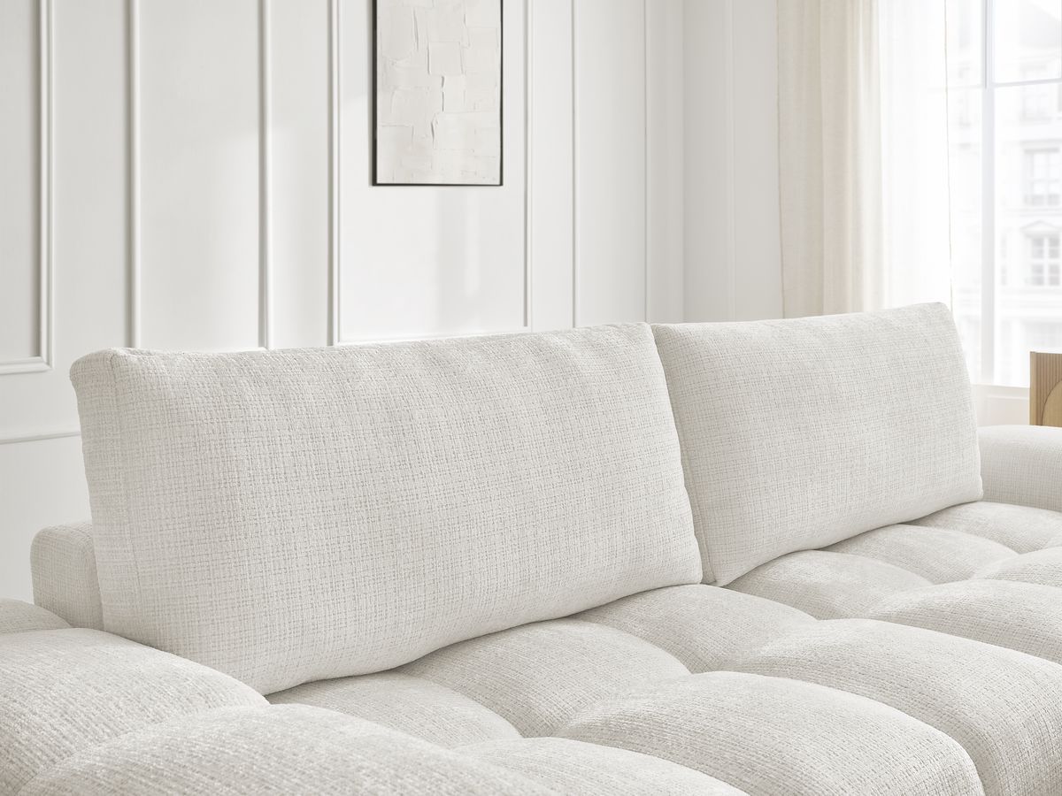 Bobochic Anakin Schlafsofa 3-Sitzer mit Bettkasten, 2 Kissen Strukturstoff Weiß