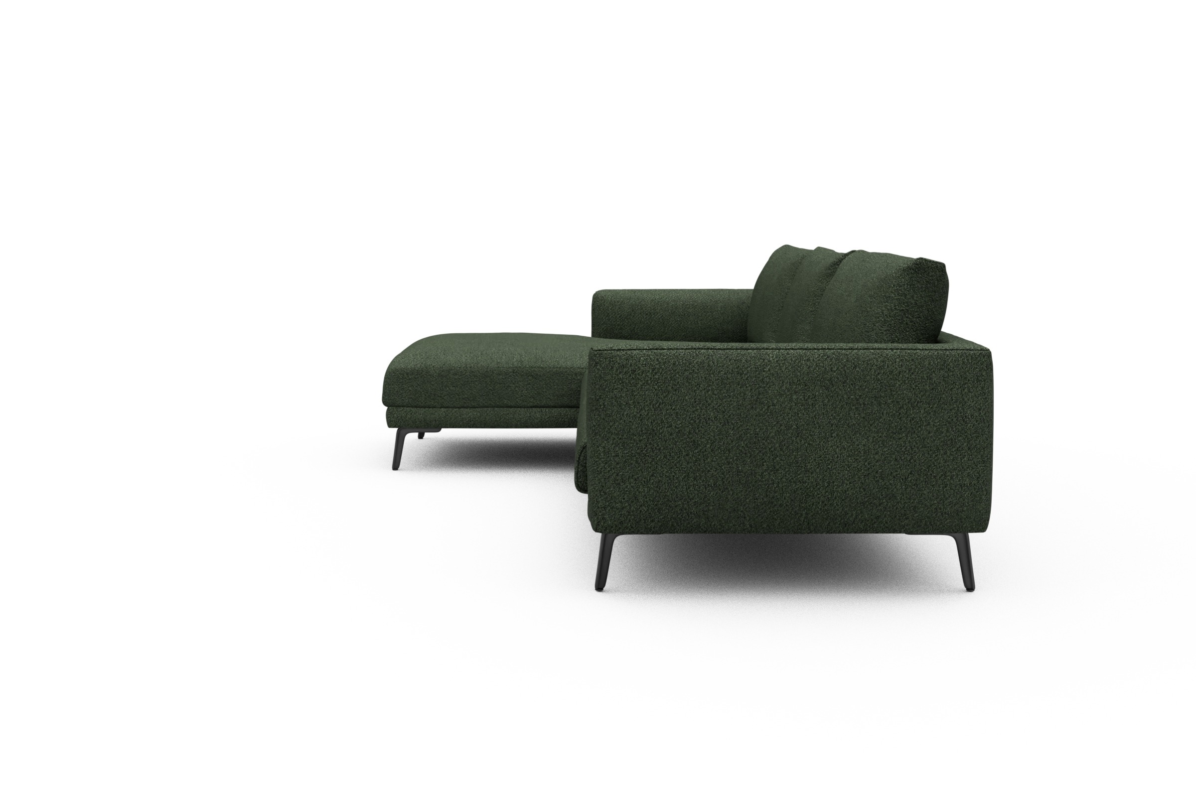 Ecksofa Karl Chaiselongue links mit 2,5-Sitzer Vanora-Deep-Green