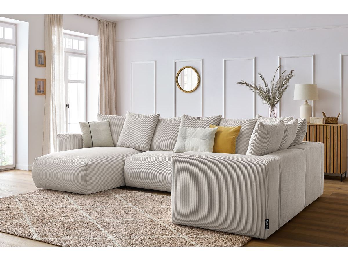 Bobochic Voltaire Wohnlandschaft 356 × 214 cm Cordsamt Beige Ecke links