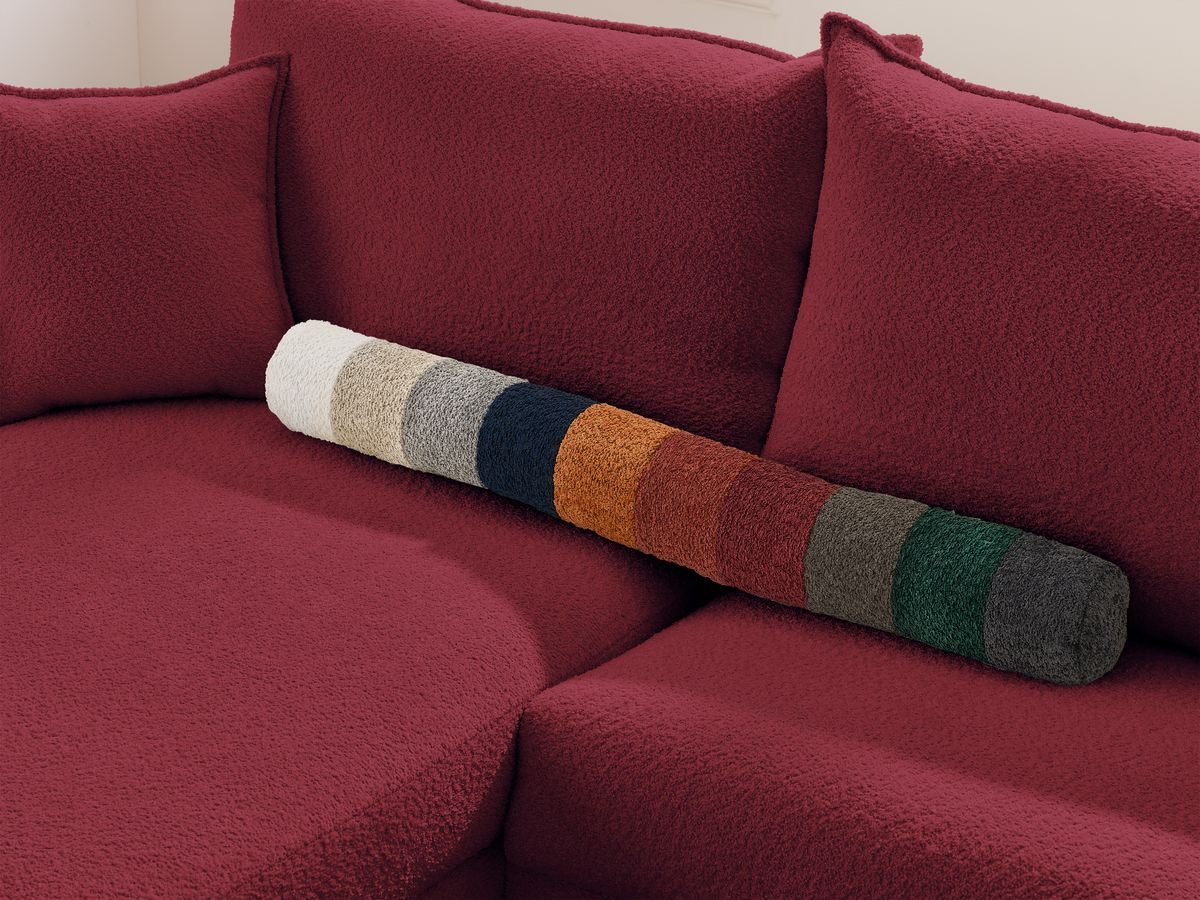 Bobochic Augustin Ecksofa mit Schlaffunktion und Bettkasten Bouclé-Stoff Rot, Liegefläche 140 × 200 cm