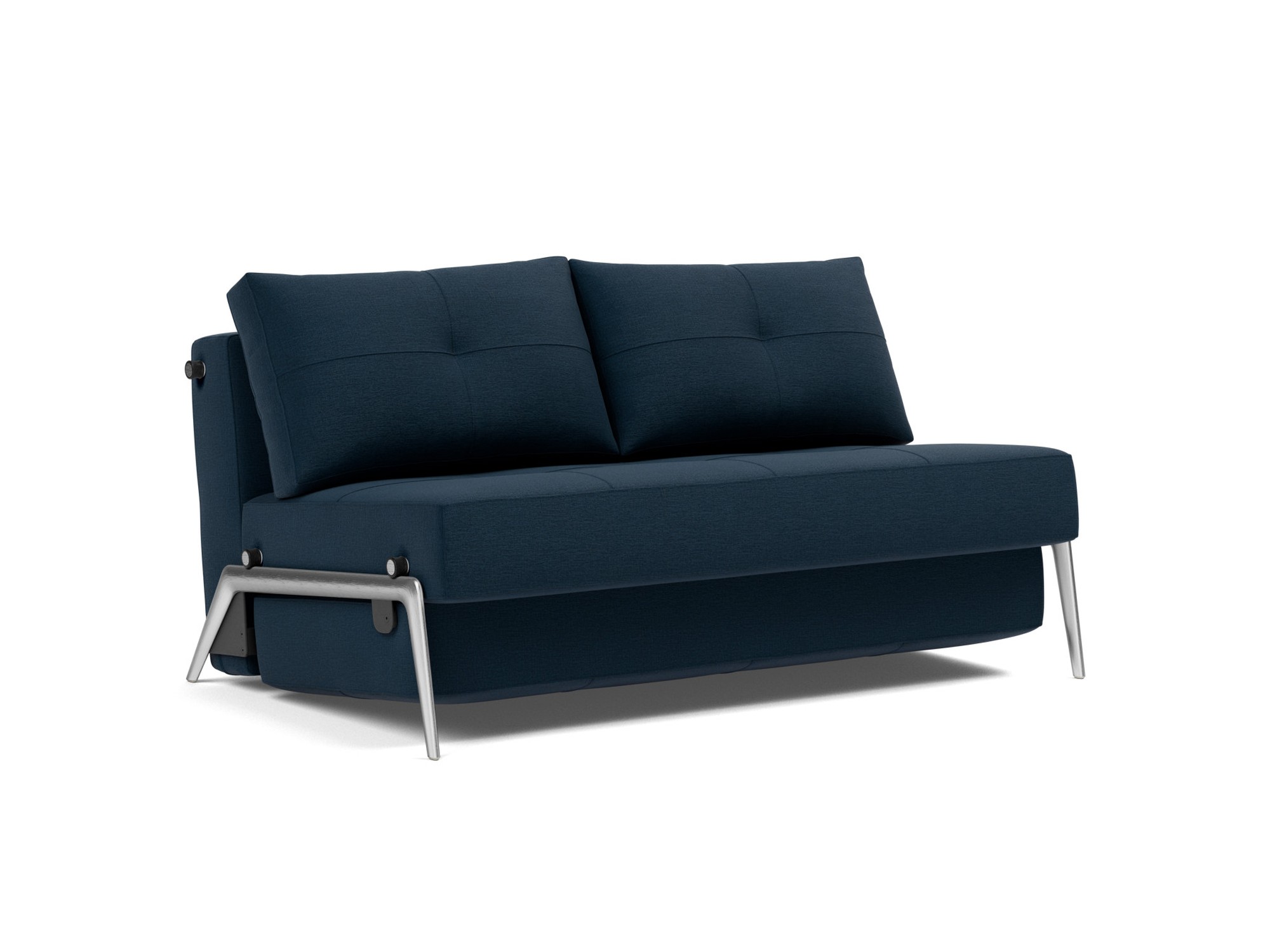 Schlafsofa Cubed 140 Flachgewebe Mixed Dance 528-Blue Beine Aluminium