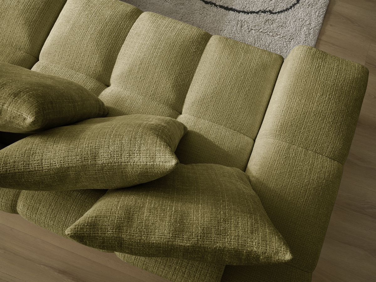 Bobochic Anakin Ecksofa, 6 Kissen Strukturstoff Grün
