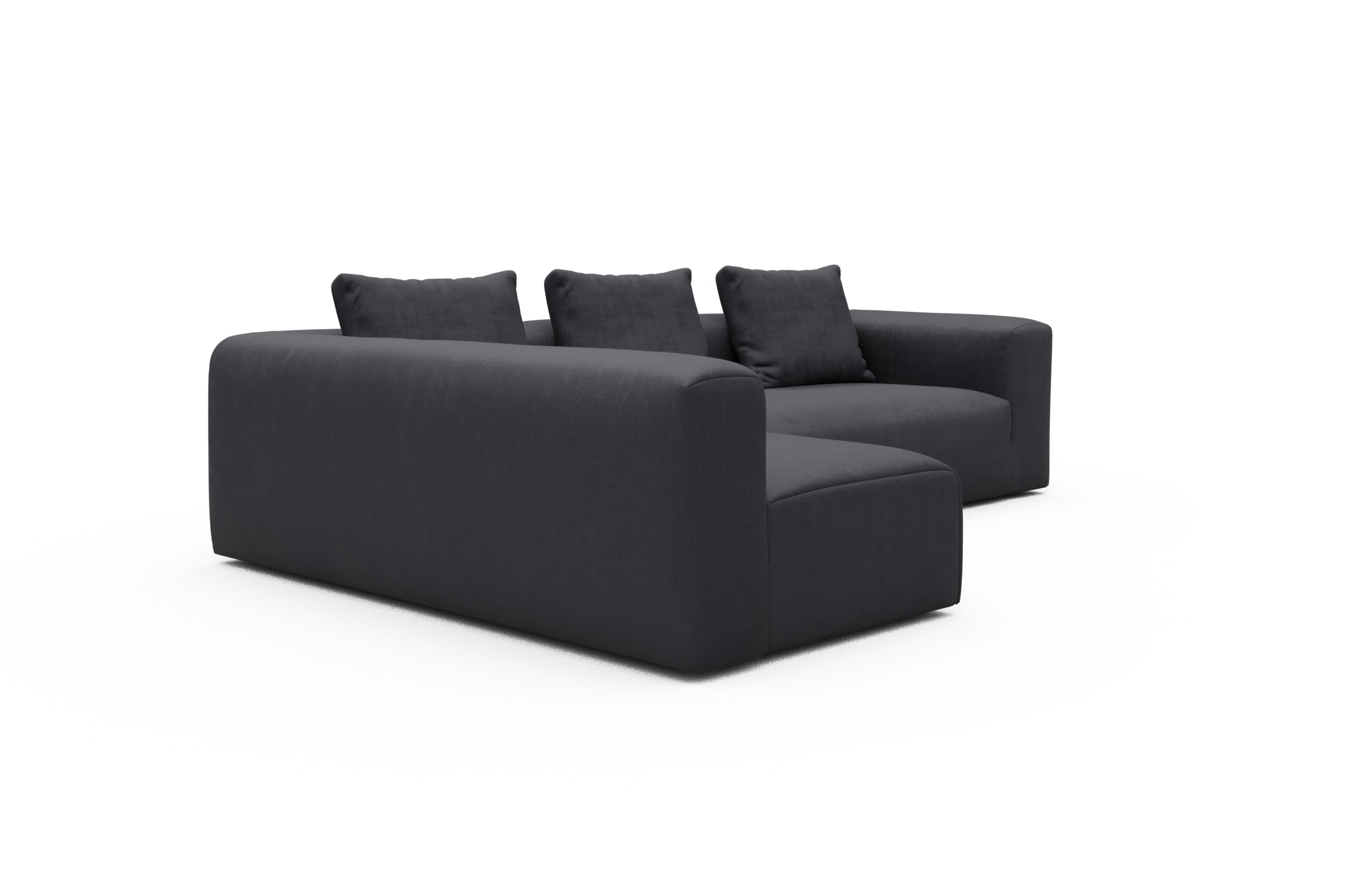 Ecksofa Fred 2x 2,5-Sitzer links offen Cordufine-Slate-Grey
