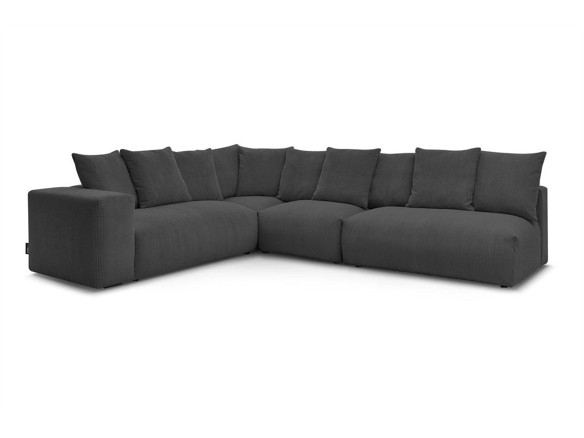 Bobochic Voltaire Ecksofa 322 × 268 cm Cordsamt Dunkelgrau Ecke links