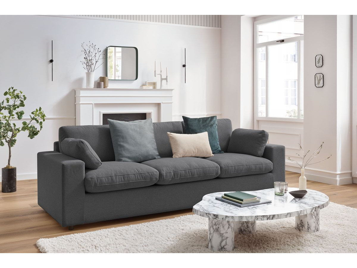 Bobochic Belair Sofa 3-Sitzer 250 × 93 cm Stoff Dunkelgrau