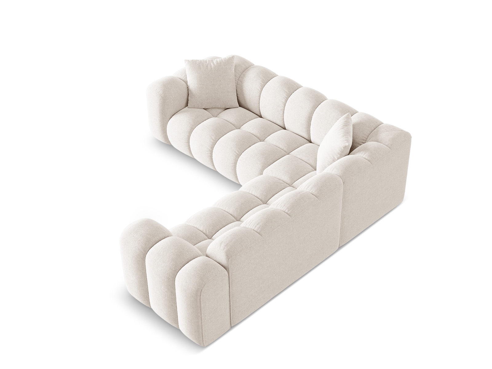 Cosmopolitan Design Symmetrisches Ecksofa Treno 3-Sitzer Chenille Eden Helles Beige