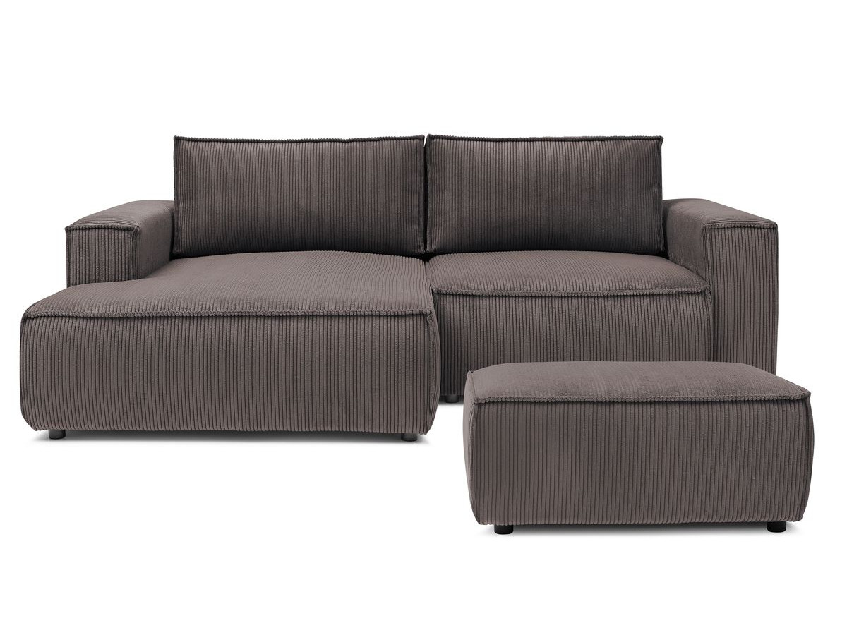 Bobochic Nihad Ecksofa mit Pouf Cordsamt Taupe Ecke links